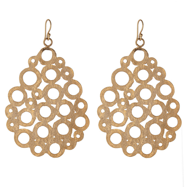 Brushed Gold Cutwork Teardrop Earrings