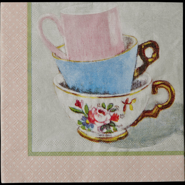 20 Paper Napkins with Andrea Teacup Print
