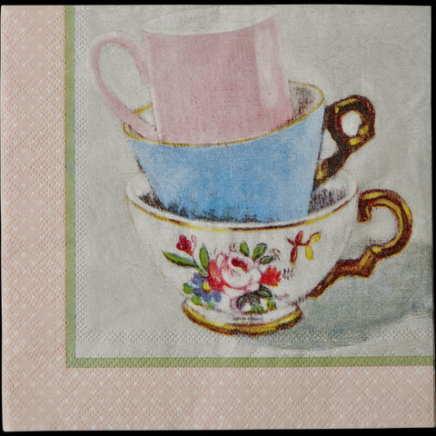 20 Paper Napkins with Andrea Teacup Print