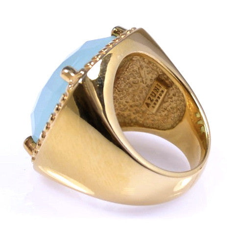 Aqua Chalcedony Gold Plated Ring