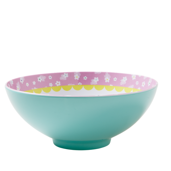 Aqua Japanese Bird Print Melamine Bowl