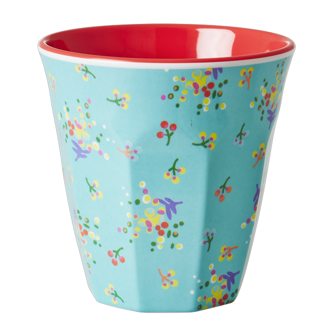 Aqua Mini Flower Print Melamine Cup