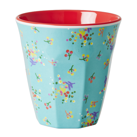 Aqua Mini Flower Print Melamine Cup