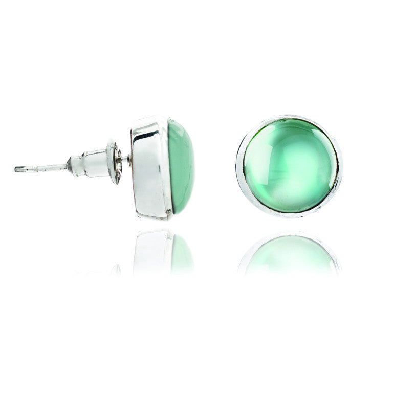 Aqua Silver Stud Earrings