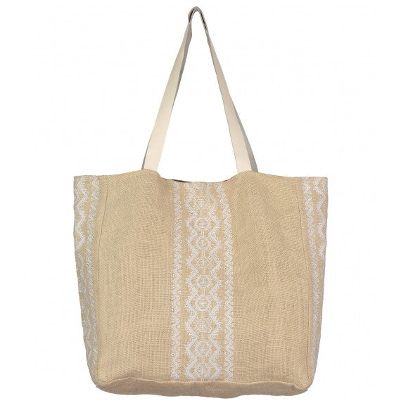 White Aruba Jute Beach Bag