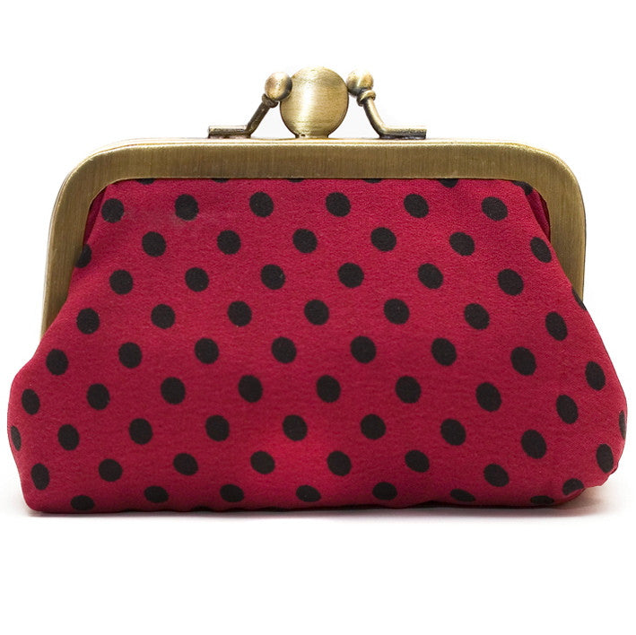 Black and white top polka dot clutch bag