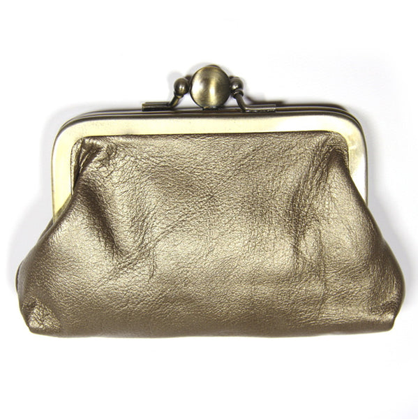 Gold Leather Clip Purse