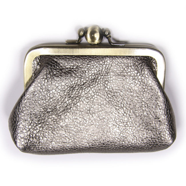 Pewter Leather Clip Purse