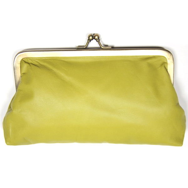 Chartreuse Leather Clutch Bag