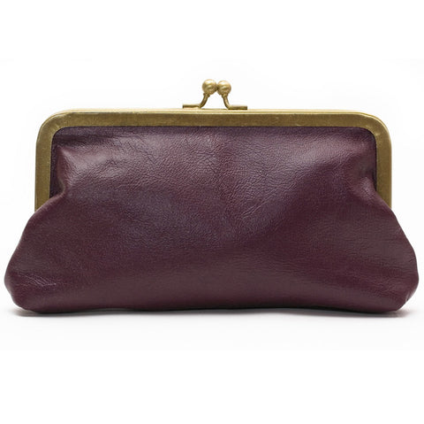 Blackberry Leather Clutch Bag