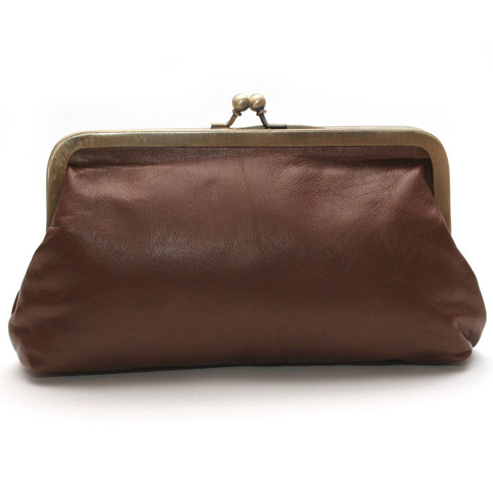 Chestnut Brown Leather Clutch Bag