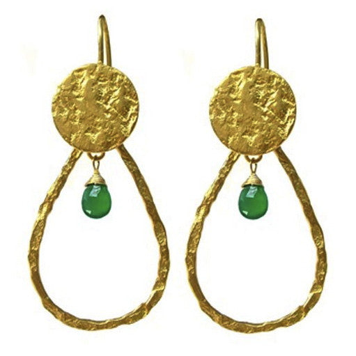 Green Chalcedony Tear Drop Earrings