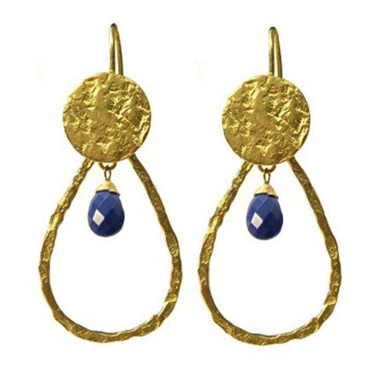 Lapis Lazuli Tear Drop Disc Earrings