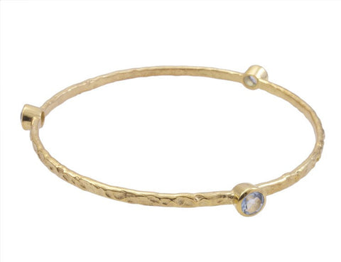 Blue Topaz Gold Plated Stacking Bangle