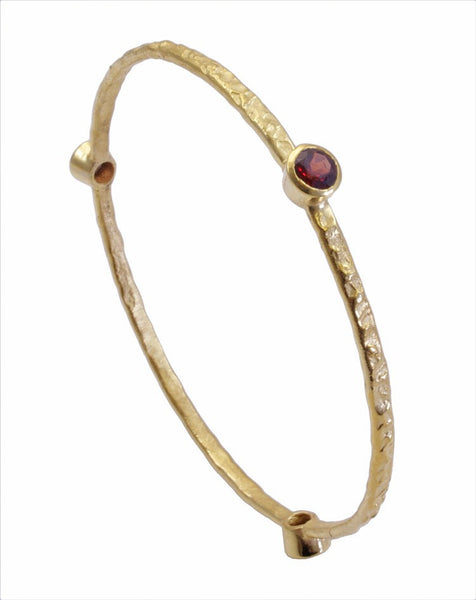 Garnet Gold Plated Stacking Bangle