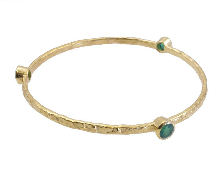 Green Onyx Gold Plated Bangle