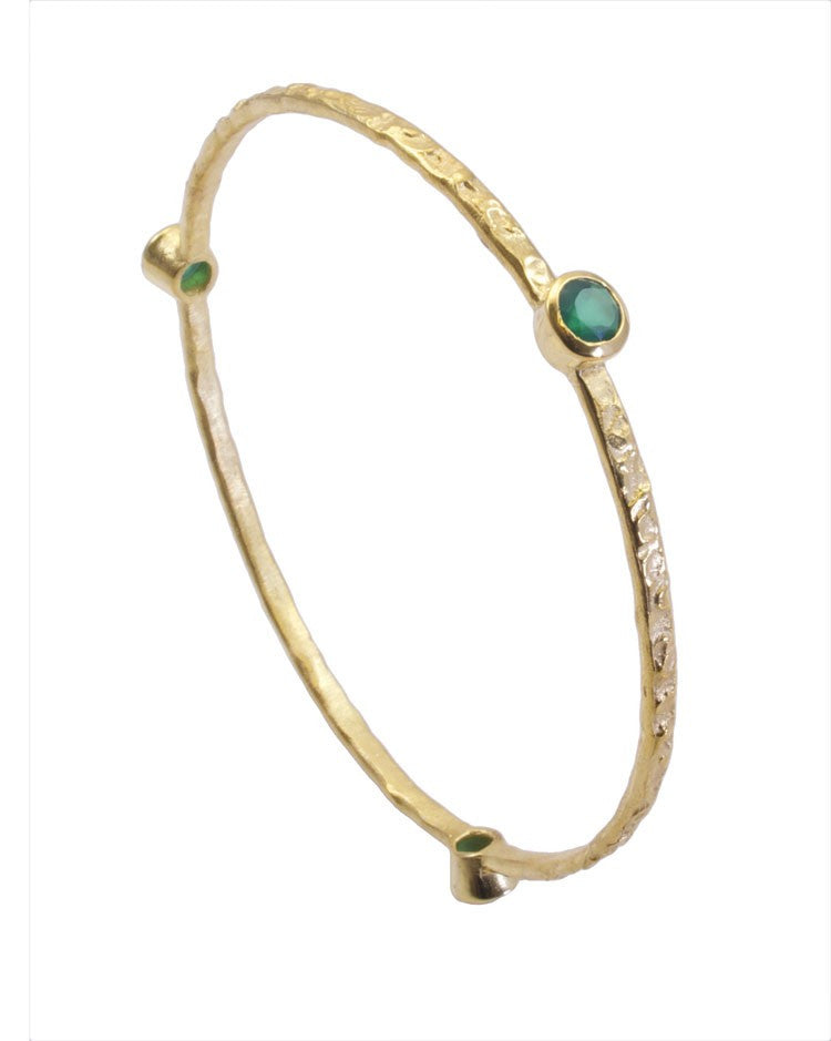 Green Onyx Gold Plated Bangle