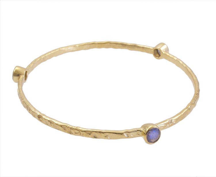 Labradorite Gold Plated Stacking Bangle