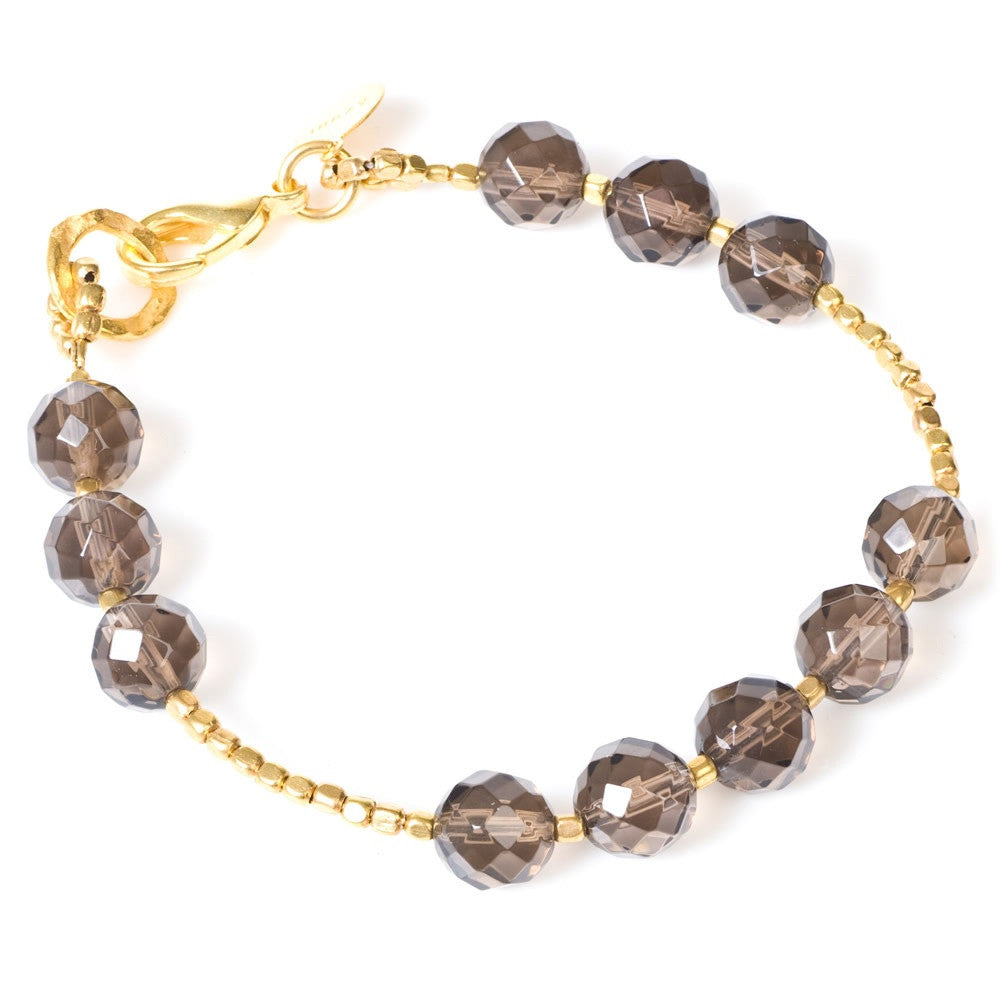 Smoky Quartz Gold Plated Bracelet Indigo Blue Trading