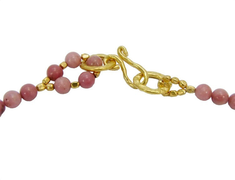 Rhodonite Gold Plated Hoop Necklace