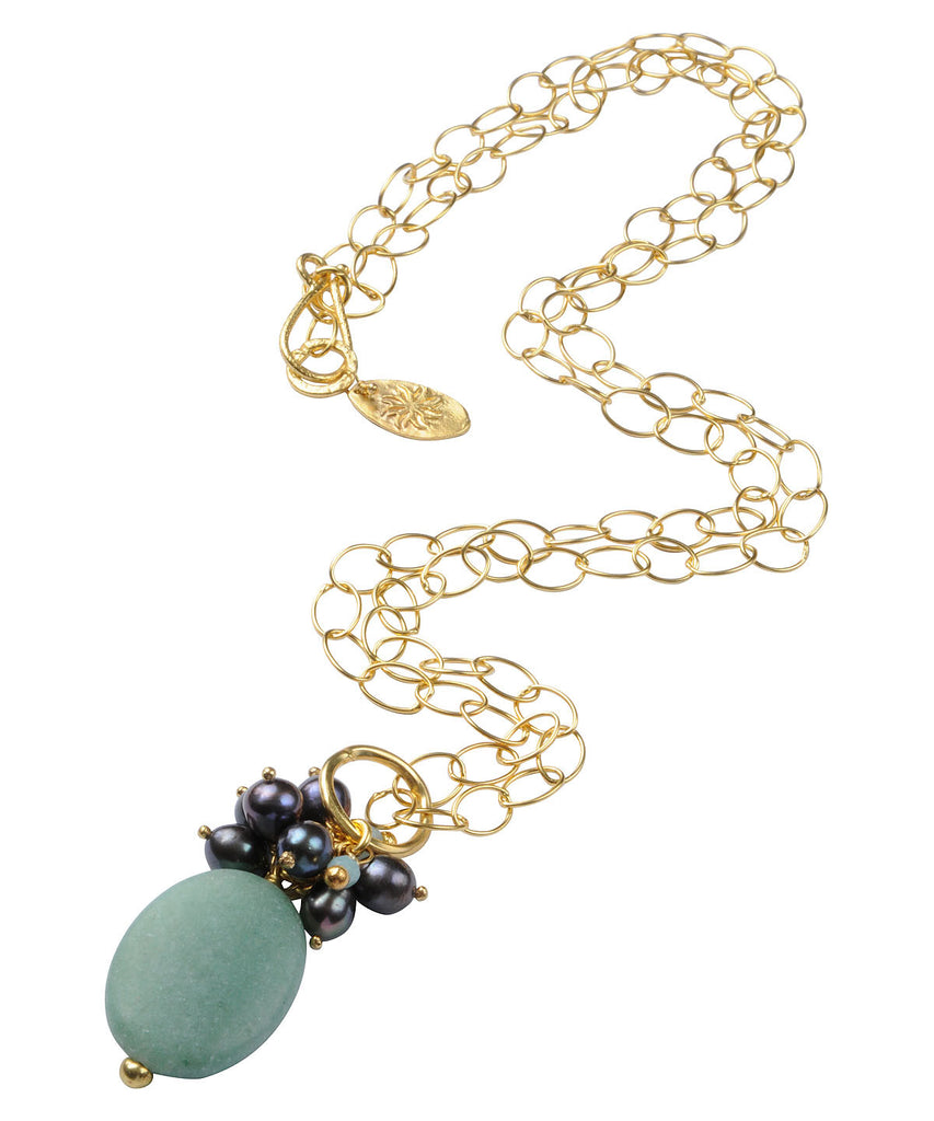 Freshwater Pearls & Aventurine Necklace