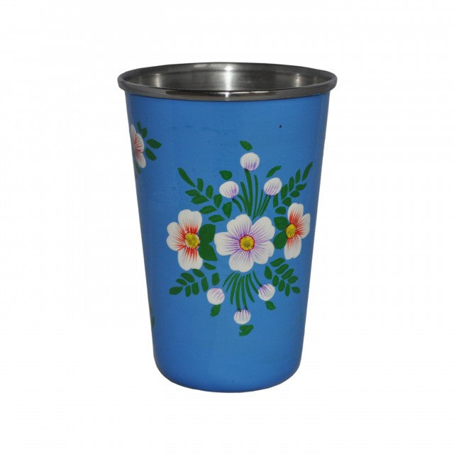 Azure Blue Hand Painted Enamel Tumbler