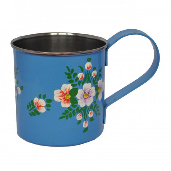 Azure Blue Hand Painted Enamel Mug