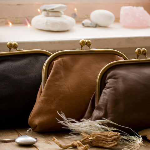 Large Mid Brown Leather Clutch Bag