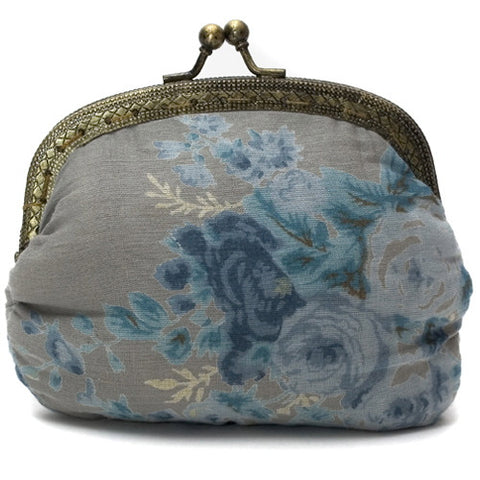 Powder Grey Rose Clip Purse