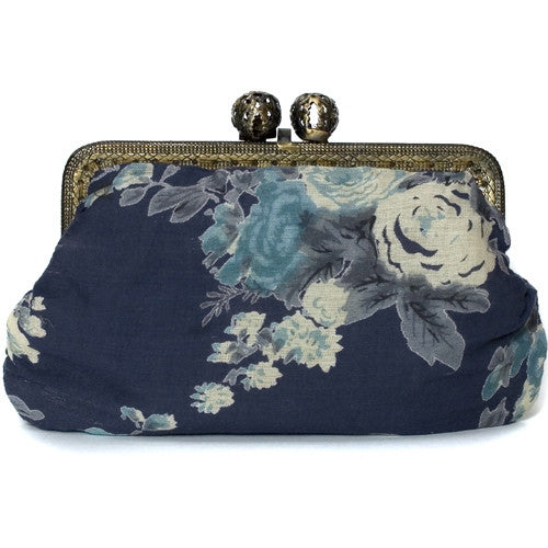 Dark Blue Vintage Rose Molly Purse