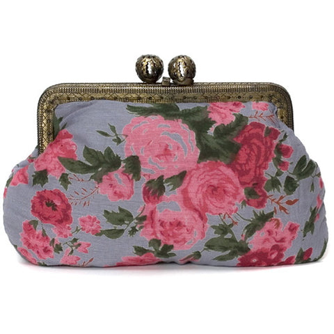 Smoky Blue Vintage Rose Molly Purse