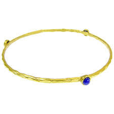 Gold Plated Lapis Lazuli Stacking Bangle