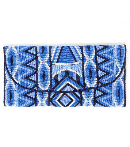 Blue & White Becka Clutch Bag