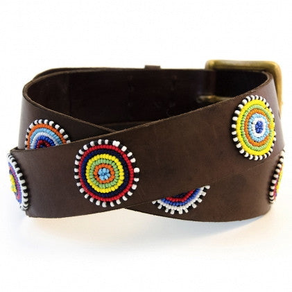 Elite Disc Masai Beaded Leather Belt