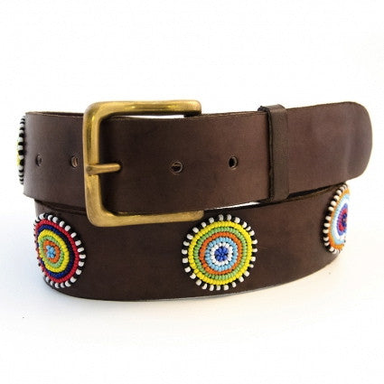 Elite Disc Masai Beaded Leather Belt