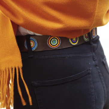 Elite Disc Masai Beaded Leather Belt