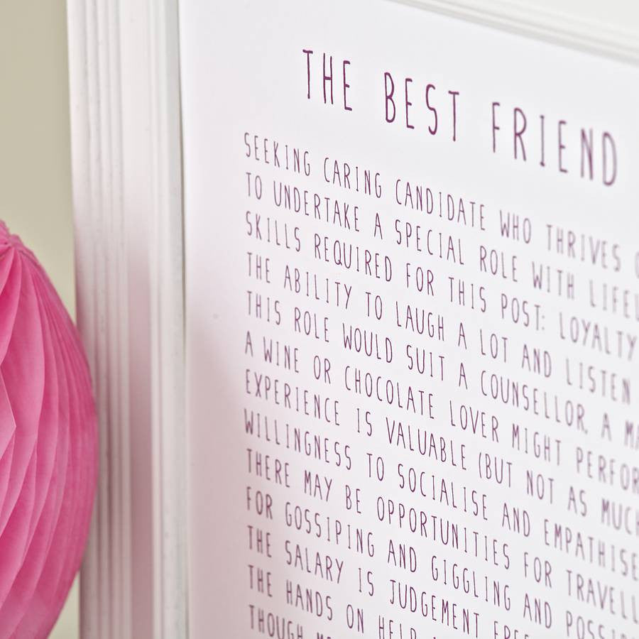 'Best Friend Advert' Poem Print