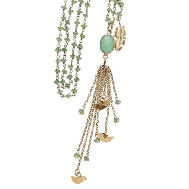 Semi-Precious Tassle Bird Necklace