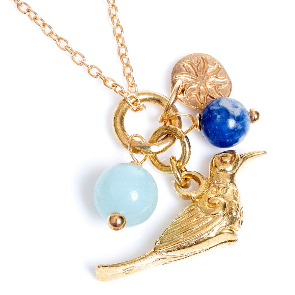 Semi-Precious Gold Plated Bird of Paradise Necklace