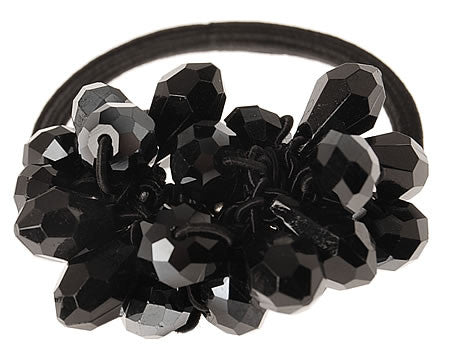 Elegant Black Hand Beaded Hair Tie