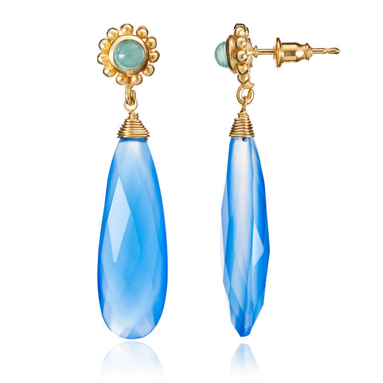 Blue Chalcedony & Aqua Drop Earrings