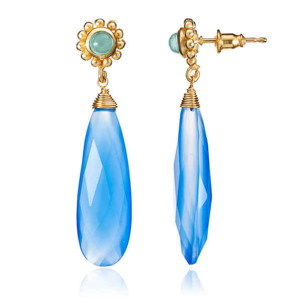 Blue Chalcedony & Aqua Drop Earrings
