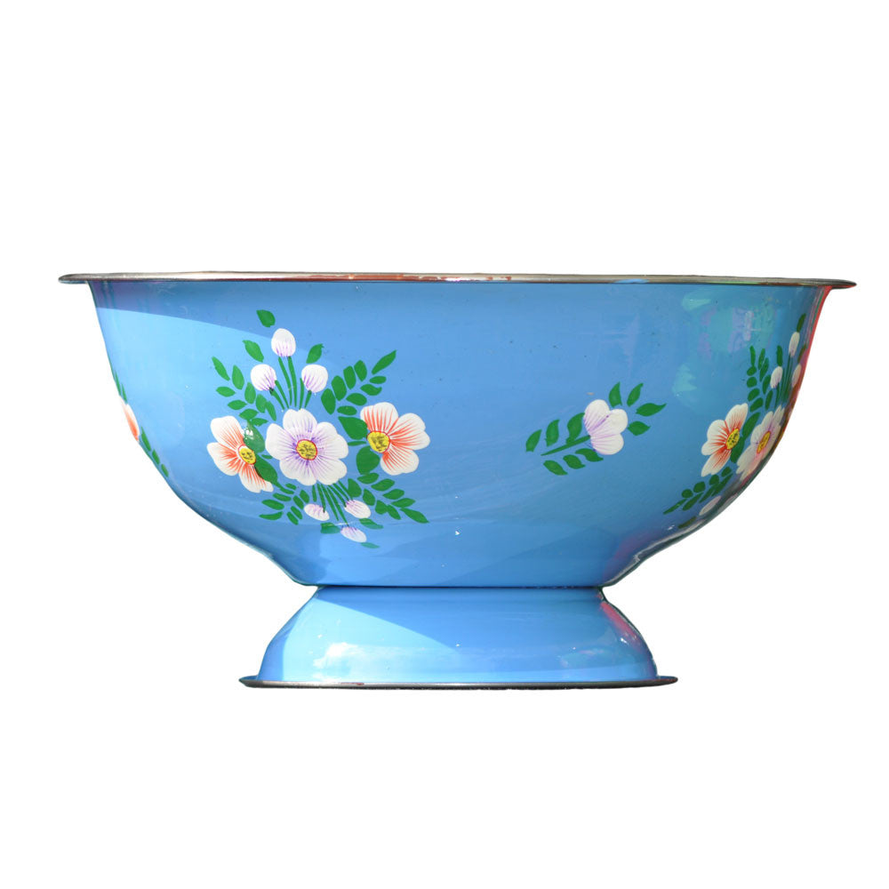Azure Blue Hand Painted Enamel Bowl