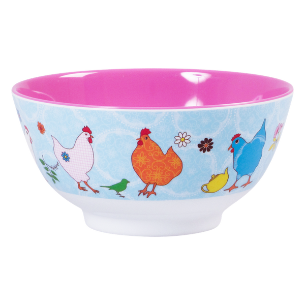 Blue Melamine Hen Bowl