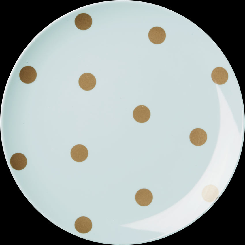 Melamine Blue Side Plate with Gold Polka Dots