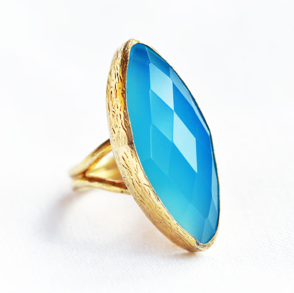 Blue Quartz Gold Plated Ring