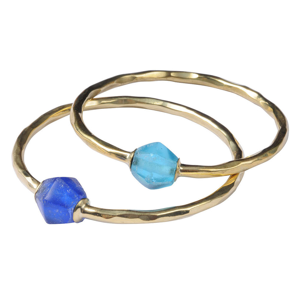 Brass Bangle with Recycled Glass