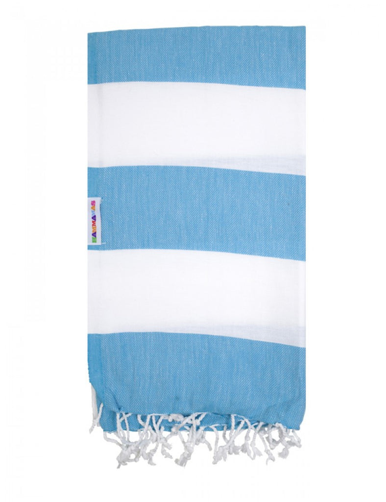 Aqua/White Hammamas Cotton Towel/Wrap