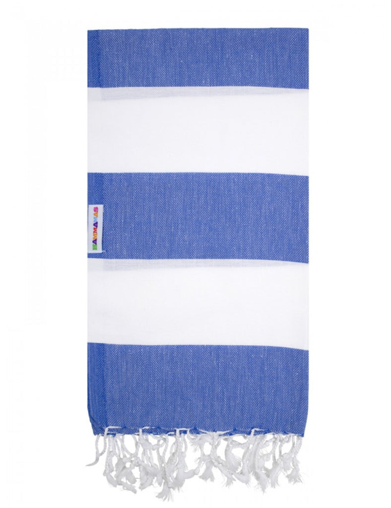 Azure/White Bold Hammamas Cotton Towel