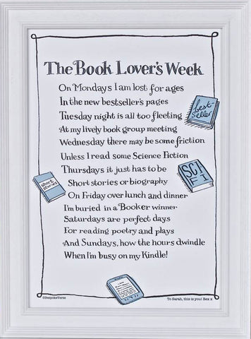 'The Book Lover's Week' Poem Print